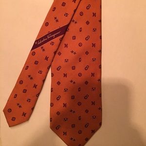 Salvatore Ferragamo Orange Tie- AUTHENTIC